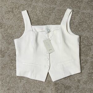 NWT Joie Cream Button-Front Crop Vest